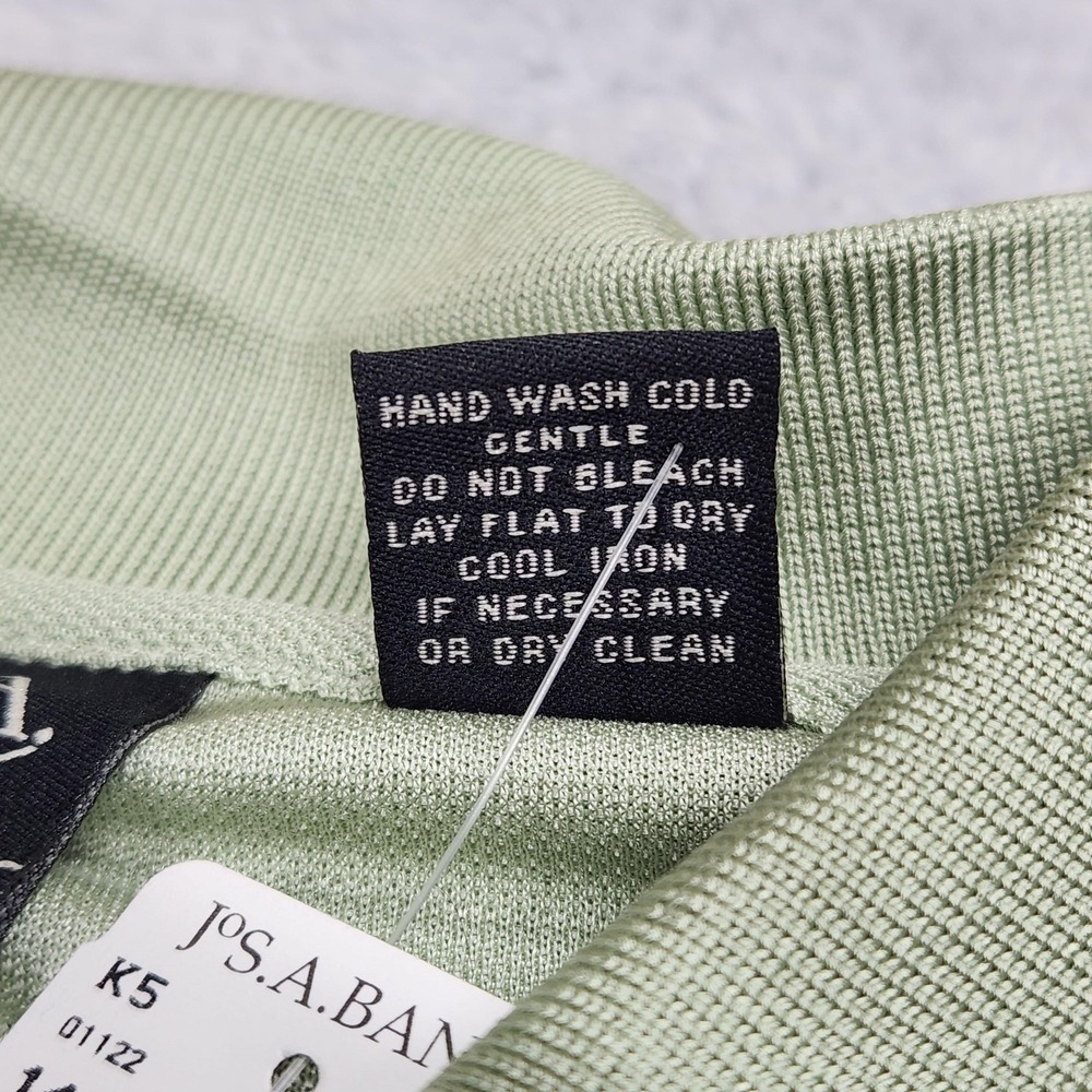 Jos. A. Bank Polo Shirt Mens 2XL XXL Light Green 100% Silk Short Sleeve Golf - Picture 13 of 14